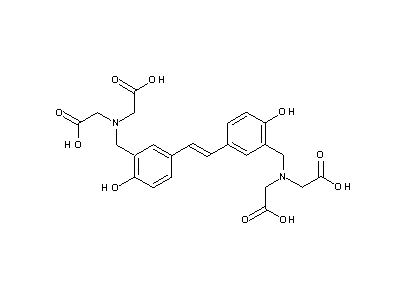 {[5-((E)-2-{3-[(Bis-carboxymethyl-amino)-methyl]-4-hydroxy-phenyl}-vinyl)-2-hydroxy-benzyl]-carboxymethyl-amino}-acetic acid structure
